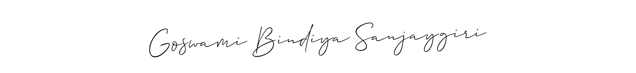 How to make Goswami Bindiya Sanjaygiri signature? Allison_Script is a professional autograph style. Create handwritten signature for Goswami Bindiya Sanjaygiri name. Goswami Bindiya Sanjaygiri signature style 2 images and pictures png