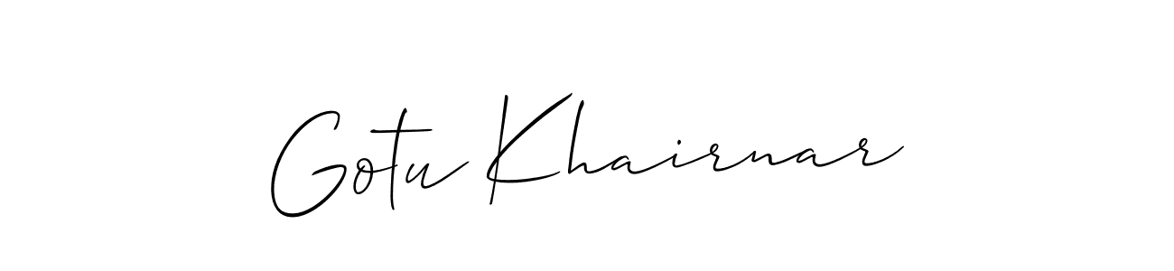 It looks lik you need a new signature style for name Gotu Khairnar. Design unique handwritten (Allison_Script) signature with our free signature maker in just a few clicks. Gotu Khairnar signature style 2 images and pictures png