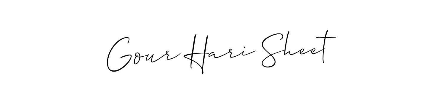 Create a beautiful signature design for name Gour Hari Sheet. With this signature (Allison_Script) fonts, you can make a handwritten signature for free. Gour Hari Sheet signature style 2 images and pictures png