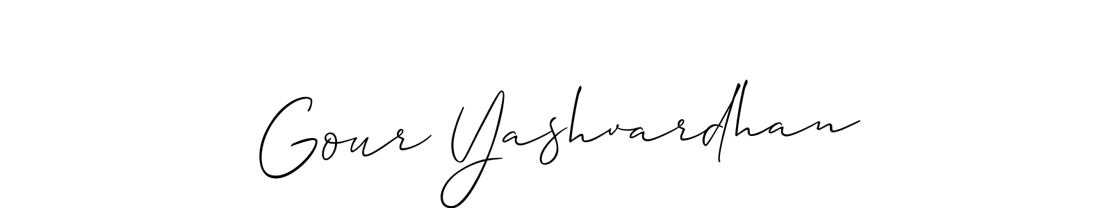 Design your own signature with our free online signature maker. With this signature software, you can create a handwritten (Allison_Script) signature for name Gour Yashvardhan. Gour Yashvardhan signature style 2 images and pictures png