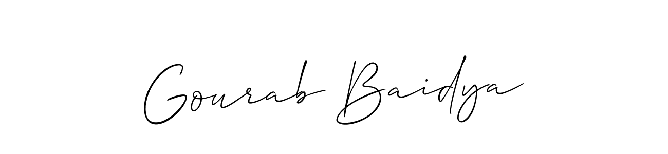 How to Draw Gourab Baidya signature style? Allison_Script is a latest design signature styles for name Gourab Baidya. Gourab Baidya signature style 2 images and pictures png