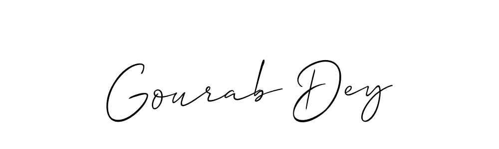 The best way (Allison_Script) to make a short signature is to pick only two or three words in your name. The name Gourab Dey include a total of six letters. For converting this name. Gourab Dey signature style 2 images and pictures png