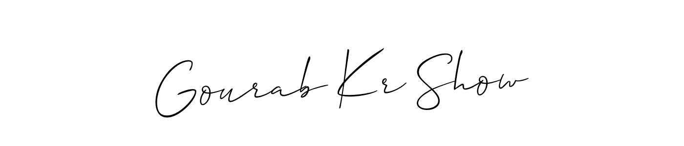 Make a beautiful signature design for name Gourab Kr Show. With this signature (Allison_Script) style, you can create a handwritten signature for free. Gourab Kr Show signature style 2 images and pictures png