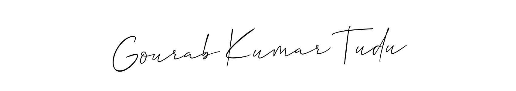 The best way (Allison_Script) to make a short signature is to pick only two or three words in your name. The name Gourab Kumar Tudu include a total of six letters. For converting this name. Gourab Kumar Tudu signature style 2 images and pictures png