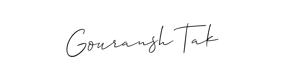 Use a signature maker to create a handwritten signature online. With this signature software, you can design (Allison_Script) your own signature for name Gouransh Tak. Gouransh Tak signature style 2 images and pictures png