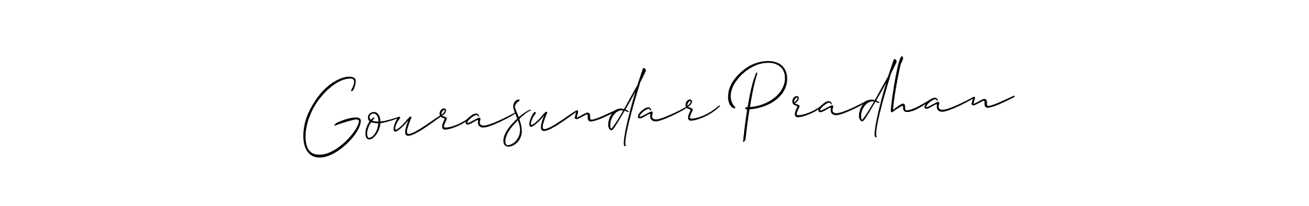 Design your own signature with our free online signature maker. With this signature software, you can create a handwritten (Allison_Script) signature for name Gourasundar Pradhan. Gourasundar Pradhan signature style 2 images and pictures png