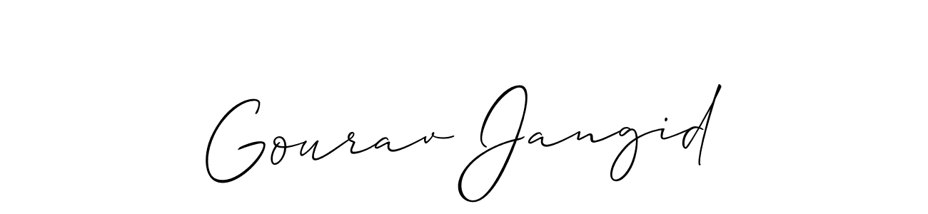 Allison_Script is a professional signature style that is perfect for those who want to add a touch of class to their signature. It is also a great choice for those who want to make their signature more unique. Get Gourav Jangid name to fancy signature for free. Gourav Jangid signature style 2 images and pictures png