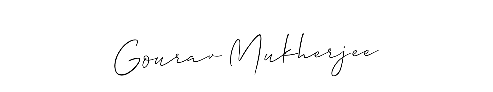 How to make Gourav Mukherjee name signature. Use Allison_Script style for creating short signs online. This is the latest handwritten sign. Gourav Mukherjee signature style 2 images and pictures png