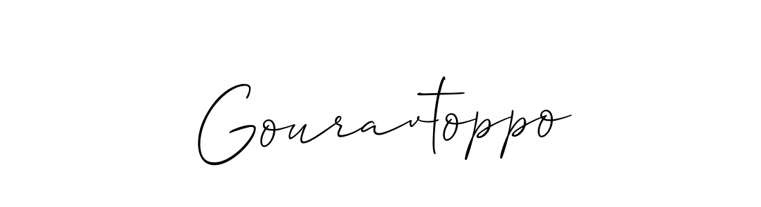It looks lik you need a new signature style for name Gouravtoppo. Design unique handwritten (Allison_Script) signature with our free signature maker in just a few clicks. Gouravtoppo signature style 2 images and pictures png