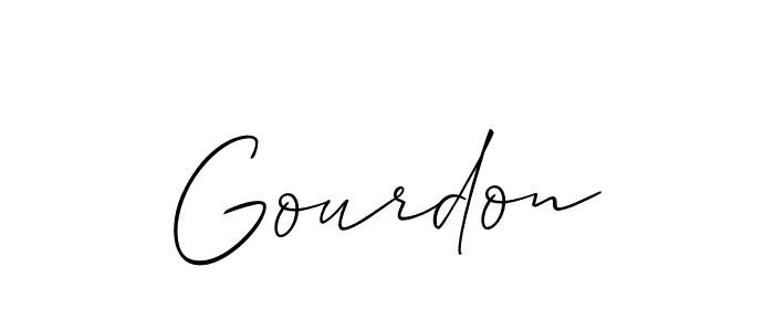 Make a beautiful signature design for name Gourdon. With this signature (Allison_Script) style, you can create a handwritten signature for free. Gourdon signature style 2 images and pictures png