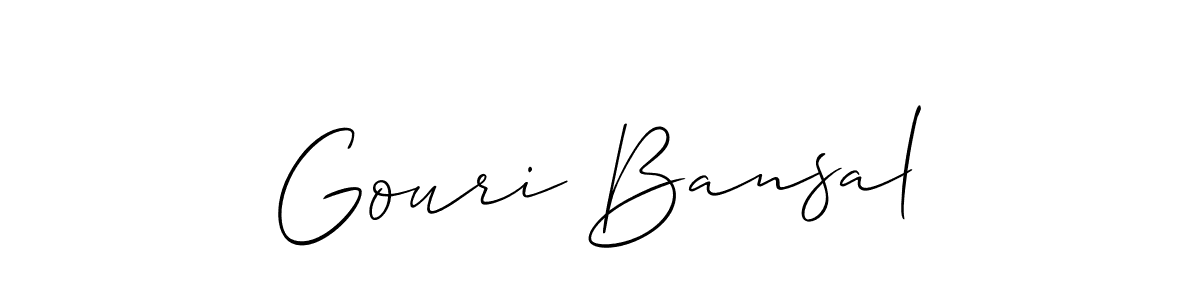 This is the best signature style for the Gouri Bansal name. Also you like these signature font (Allison_Script). Mix name signature. Gouri Bansal signature style 2 images and pictures png
