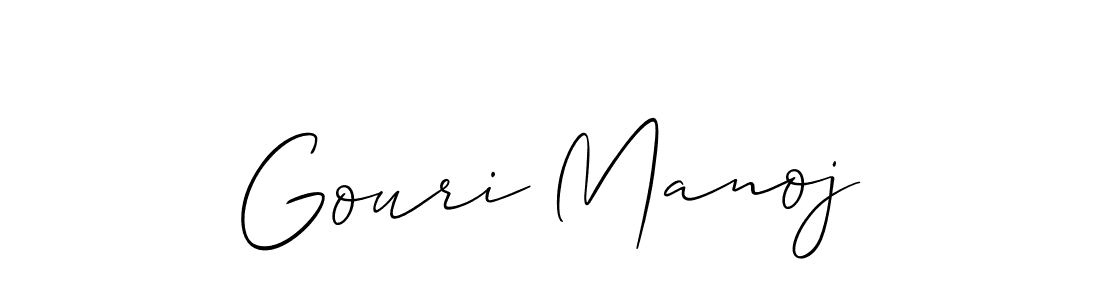 Create a beautiful signature design for name Gouri Manoj. With this signature (Allison_Script) fonts, you can make a handwritten signature for free. Gouri Manoj signature style 2 images and pictures png