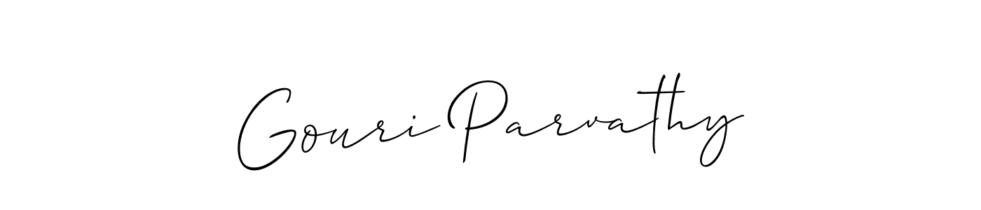 Allison_Script is a professional signature style that is perfect for those who want to add a touch of class to their signature. It is also a great choice for those who want to make their signature more unique. Get Gouri Parvathy name to fancy signature for free. Gouri Parvathy signature style 2 images and pictures png