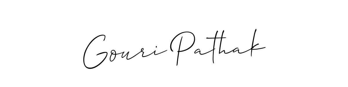 The best way (Allison_Script) to make a short signature is to pick only two or three words in your name. The name Gouri Pathak include a total of six letters. For converting this name. Gouri Pathak signature style 2 images and pictures png