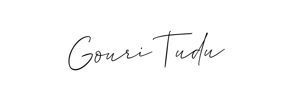 It looks lik you need a new signature style for name Gouri Tudu. Design unique handwritten (Allison_Script) signature with our free signature maker in just a few clicks. Gouri Tudu signature style 2 images and pictures png
