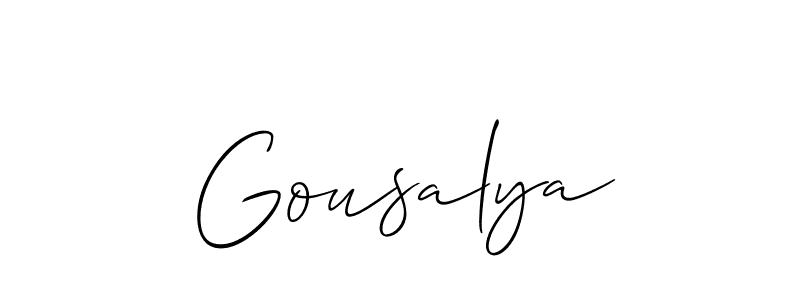 Also we have Gousalya name is the best signature style. Create professional handwritten signature collection using Allison_Script autograph style. Gousalya signature style 2 images and pictures png