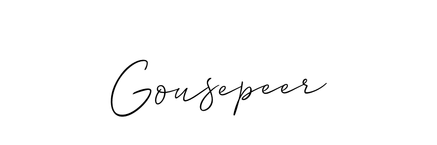 Use a signature maker to create a handwritten signature online. With this signature software, you can design (Allison_Script) your own signature for name Gousepeer. Gousepeer signature style 2 images and pictures png