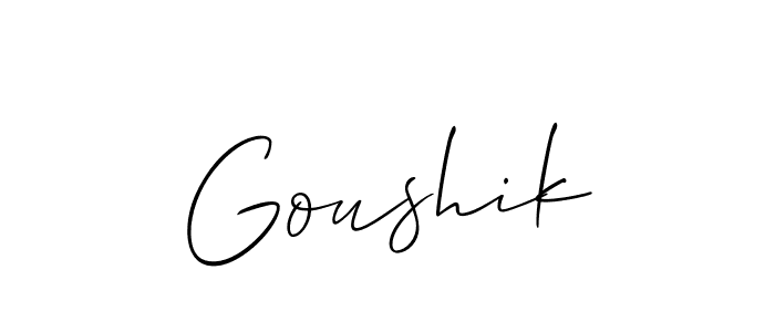 Also You can easily find your signature by using the search form. We will create Goushik name handwritten signature images for you free of cost using Allison_Script sign style. Goushik signature style 2 images and pictures png