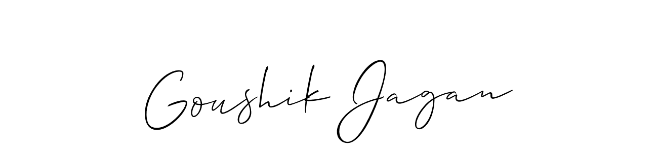 if you are searching for the best signature style for your name Goushik Jagan. so please give up your signature search. here we have designed multiple signature styles  using Allison_Script. Goushik Jagan signature style 2 images and pictures png