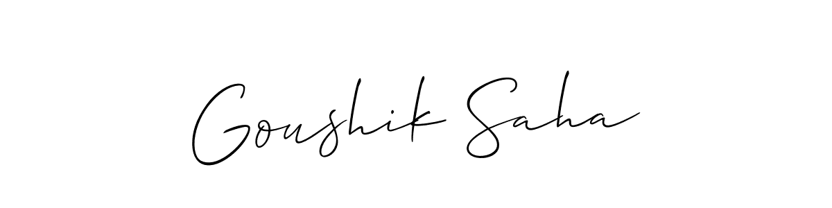 Create a beautiful signature design for name Goushik Saha. With this signature (Allison_Script) fonts, you can make a handwritten signature for free. Goushik Saha signature style 2 images and pictures png