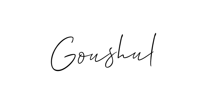 Design your own signature with our free online signature maker. With this signature software, you can create a handwritten (Allison_Script) signature for name Goushul. Goushul signature style 2 images and pictures png