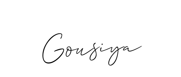 It looks lik you need a new signature style for name Gousiya. Design unique handwritten (Allison_Script) signature with our free signature maker in just a few clicks. Gousiya signature style 2 images and pictures png