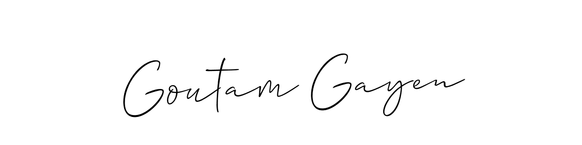Allison_Script is a professional signature style that is perfect for those who want to add a touch of class to their signature. It is also a great choice for those who want to make their signature more unique. Get Goutam Gayen name to fancy signature for free. Goutam Gayen signature style 2 images and pictures png
