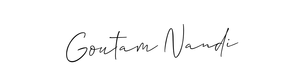 The best way (Allison_Script) to make a short signature is to pick only two or three words in your name. The name Goutam Nandi include a total of six letters. For converting this name. Goutam Nandi signature style 2 images and pictures png