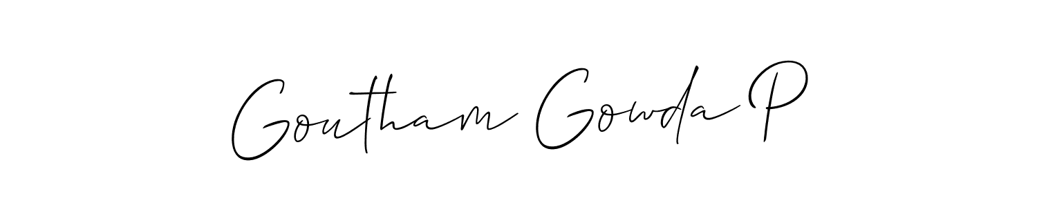 How to make Goutham Gowda P name signature. Use Allison_Script style for creating short signs online. This is the latest handwritten sign. Goutham Gowda P signature style 2 images and pictures png