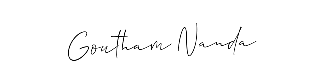 It looks lik you need a new signature style for name Goutham Nanda. Design unique handwritten (Allison_Script) signature with our free signature maker in just a few clicks. Goutham Nanda signature style 2 images and pictures png