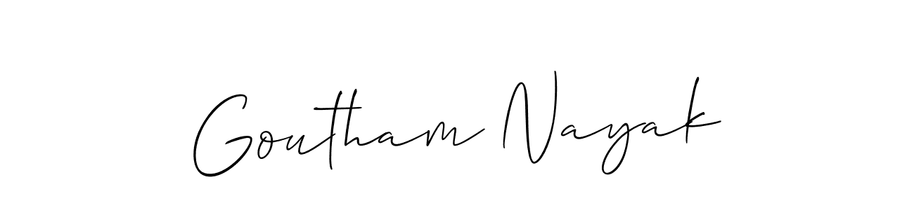 Also You can easily find your signature by using the search form. We will create Goutham Nayak name handwritten signature images for you free of cost using Allison_Script sign style. Goutham Nayak signature style 2 images and pictures png