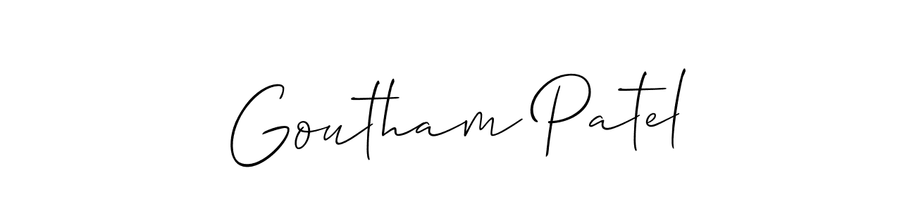 You should practise on your own different ways (Allison_Script) to write your name (Goutham Patel) in signature. don't let someone else do it for you. Goutham Patel signature style 2 images and pictures png