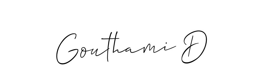 Allison_Script is a professional signature style that is perfect for those who want to add a touch of class to their signature. It is also a great choice for those who want to make their signature more unique. Get Gouthami D name to fancy signature for free. Gouthami D signature style 2 images and pictures png