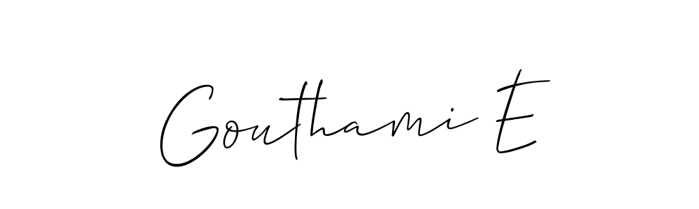 This is the best signature style for the Gouthami E name. Also you like these signature font (Allison_Script). Mix name signature. Gouthami E signature style 2 images and pictures png