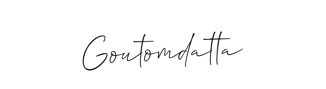 Use a signature maker to create a handwritten signature online. With this signature software, you can design (Allison_Script) your own signature for name Goutomdatta. Goutomdatta signature style 2 images and pictures png
