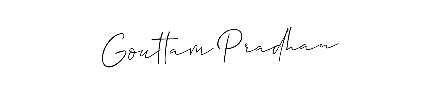 if you are searching for the best signature style for your name Gouttam Pradhan. so please give up your signature search. here we have designed multiple signature styles  using Allison_Script. Gouttam Pradhan signature style 2 images and pictures png