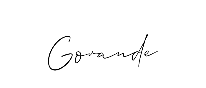 Similarly Allison_Script is the best handwritten signature design. Signature creator online .You can use it as an online autograph creator for name Govande. Govande signature style 2 images and pictures png