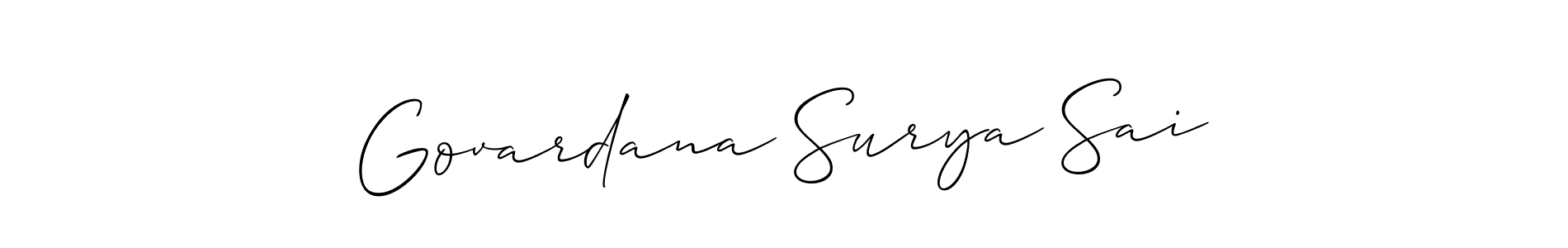 Check out images of Autograph of Govardana Surya Sai name. Actor Govardana Surya Sai Signature Style. Allison_Script is a professional sign style online. Govardana Surya Sai signature style 2 images and pictures png