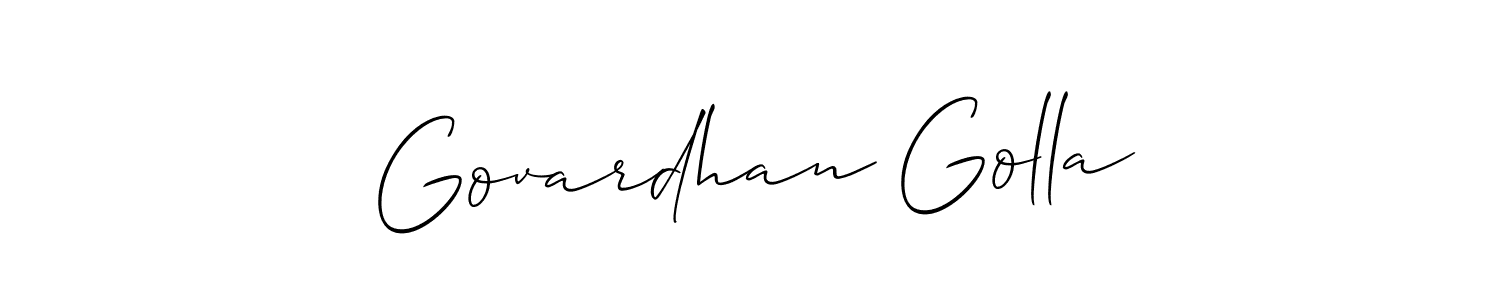 Use a signature maker to create a handwritten signature online. With this signature software, you can design (Allison_Script) your own signature for name Govardhan Golla. Govardhan Golla signature style 2 images and pictures png