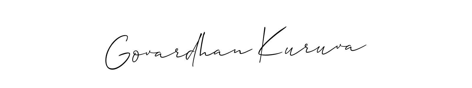 You should practise on your own different ways (Allison_Script) to write your name (Govardhan Kuruva) in signature. don't let someone else do it for you. Govardhan Kuruva signature style 2 images and pictures png