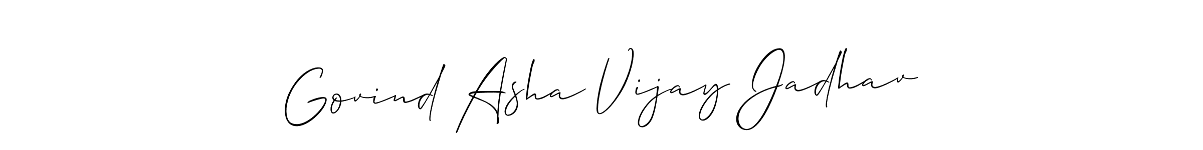 You should practise on your own different ways (Allison_Script) to write your name (Govind Asha Vijay Jadhav) in signature. don't let someone else do it for you. Govind Asha Vijay Jadhav signature style 2 images and pictures png
