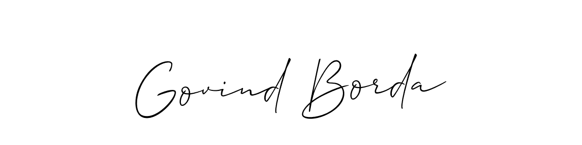 Use a signature maker to create a handwritten signature online. With this signature software, you can design (Allison_Script) your own signature for name Govind Borda. Govind Borda signature style 2 images and pictures png