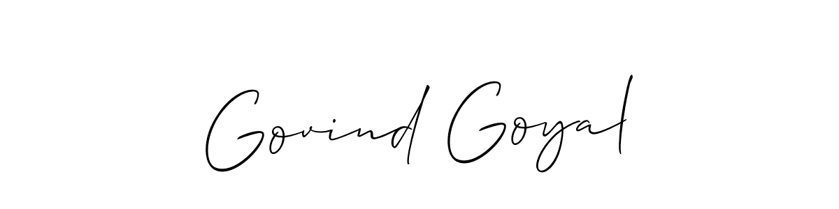 Allison_Script is a professional signature style that is perfect for those who want to add a touch of class to their signature. It is also a great choice for those who want to make their signature more unique. Get Govind Goyal name to fancy signature for free. Govind Goyal signature style 2 images and pictures png