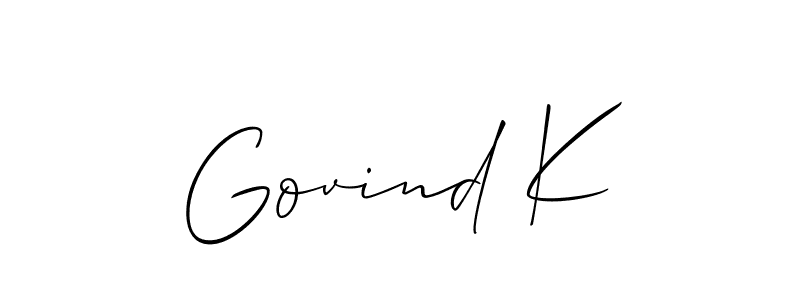 Also we have Govind K name is the best signature style. Create professional handwritten signature collection using Allison_Script autograph style. Govind K signature style 2 images and pictures png