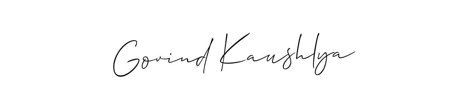 The best way (Allison_Script) to make a short signature is to pick only two or three words in your name. The name Govind Kaushlya include a total of six letters. For converting this name. Govind Kaushlya signature style 2 images and pictures png