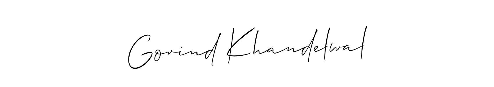 The best way (Allison_Script) to make a short signature is to pick only two or three words in your name. The name Govind Khandelwal include a total of six letters. For converting this name. Govind Khandelwal signature style 2 images and pictures png
