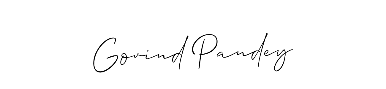 Create a beautiful signature design for name Govind Pandey. With this signature (Allison_Script) fonts, you can make a handwritten signature for free. Govind Pandey signature style 2 images and pictures png