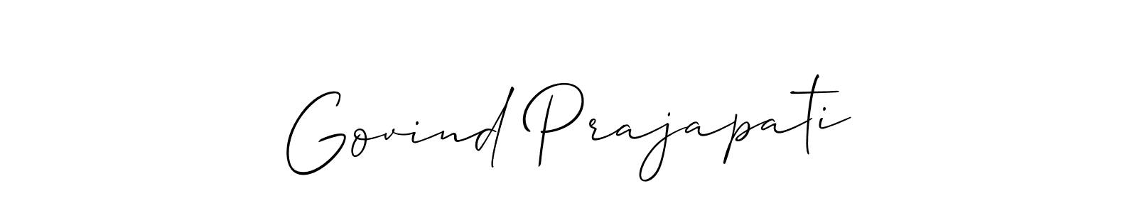 Create a beautiful signature design for name Govind Prajapati. With this signature (Allison_Script) fonts, you can make a handwritten signature for free. Govind Prajapati signature style 2 images and pictures png