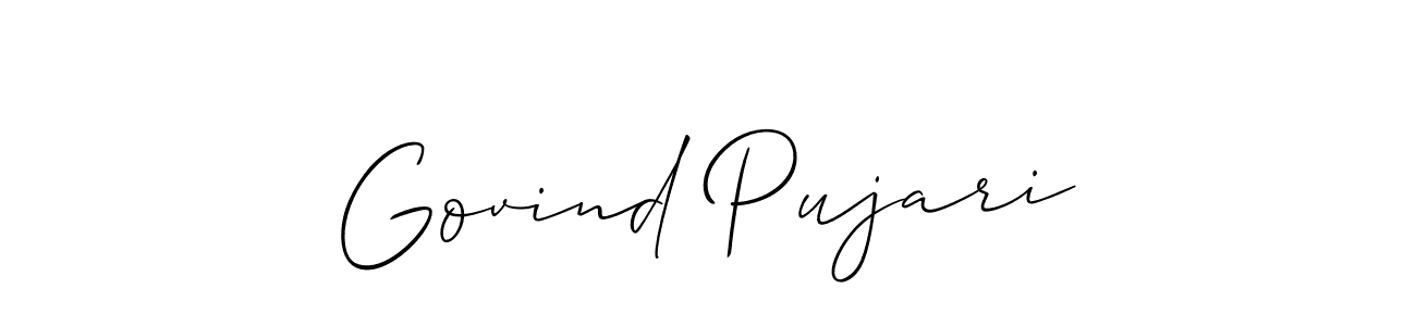 Make a beautiful signature design for name Govind Pujari. With this signature (Allison_Script) style, you can create a handwritten signature for free. Govind Pujari signature style 2 images and pictures png