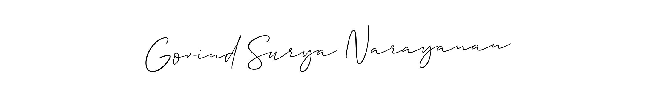 How to make Govind Surya Narayanan name signature. Use Allison_Script style for creating short signs online. This is the latest handwritten sign. Govind Surya Narayanan signature style 2 images and pictures png